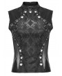 Punk Rave Black Gothic Punk Metal Eyelets Patterned Mesh Vest Top for Women