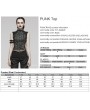 Punk Rave Black Gothic Punk Metal Eyelets Patterned Mesh Vest Top for Women