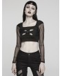 Punk Rave Black Gothic Punk Sexy Hollow Out Short Top for Women