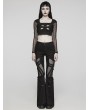 Punk Rave Black Gothic Punk Sexy Hollow Out Short Top for Women