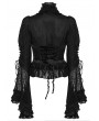 Punk Rave Black Gothic Gorgeous Palace Lace Flared Sleeve Shirt for Women