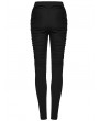 Punk Rave Black Gothic Punk Knitted Pleated Slim Pants for Women