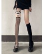 Black Gothic Punk Asymmetric Garter Thigh High Stockings