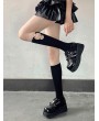 Black Gothic Punk Opaque Hollow Out O-Ring Knee Socks