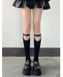 Black Gothic Sweet Cool Faux Leather Buckle Knee Socks