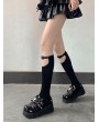 Black Gothic Sweet Cool Faux Leather Buckle Knee Socks