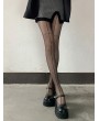 Black Sexy Gothic Sheer Cross Line Back Seam Tights