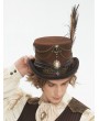 Devil Fashion Brown Steampunk Rolled Brim Top Hat for Men