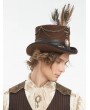 Devil Fashion Brown Steampunk Rolled Brim Top Hat for Men