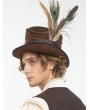 Devil Fashion Brown Steampunk Rolled Brim Top Hat for Men