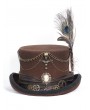 Devil Fashion Brown Steampunk Rolled Brim Top Hat for Men