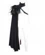 Devil Fashion Black Gothic Medieval One Shoulder Feather Long Cape for Men