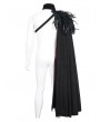 Devil Fashion Black Gothic Medieval One Shoulder Feather Long Cape for Men