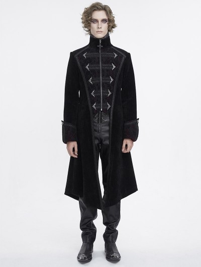 Devil Fashion Black Gothic Vintage Pattern Party Swallowtail Jacket for Men