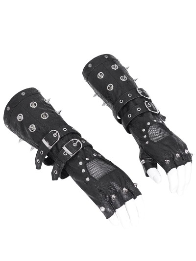 Devil Fashion Black Gothic Punk Spiked Rivet Belt Gloves for Men