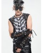 Devil Fashion Black Gothic Punk Buckle Lace-Up Hook Finger Gloves for Men