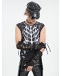 Devil Fashion Black Gothic Punk Buckle Lace-Up Hook Finger Gloves for Men