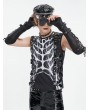 Devil Fashion Black Gothic Punk Buckle Lace-Up Hook Finger Gloves for Men