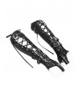 Devil Fashion Black Gothic Punk Buckle Lace-Up Hook Finger Gloves for Men