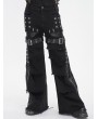 Devil Fashion Black Gothic Punk Distressed Zipper Slit Wide Leg Pants for Men