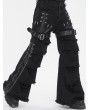 Devil Fashion Black Gothic Punk Distressed Zipper Slit Wide Leg Pants for Men