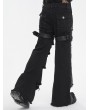 Devil Fashion Black Gothic Punk Distressed Zipper Slit Wide Leg Pants for Men