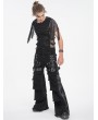 Devil Fashion Black Gothic Punk Distressed Zipper Slit Wide Leg Pants for Men