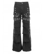 Devil Fashion Black Gothic Punk Distressed Zipper Slit Wide Leg Pants for Men