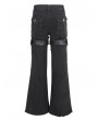 Devil Fashion Black Gothic Punk Distressed Zipper Slit Wide Leg Pants for Men