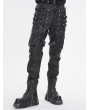 Devil Fashion Black and Silver Studded Punk Gothic Leather Fitted Pants for Men