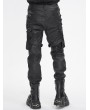 Devil Fashion Black and Silver Studded Punk Gothic Leather Fitted Pants for Men