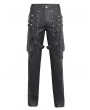 Devil Fashion Black and Silver Studded Punk Gothic Leather Fitted Pants for Men