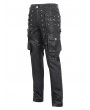 Devil Fashion Black and Silver Studded Punk Gothic Leather Fitted Pants for Men