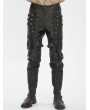 Devil Fashion Black and Bronze Studded Punk Gothic Leather Fitted Pants for Men