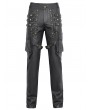 Devil Fashion Black and Bronze Studded Punk Gothic Leather Fitted Pants for Men