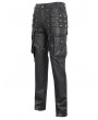 Devil Fashion Black and Bronze Studded Punk Gothic Leather Fitted Pants for Men