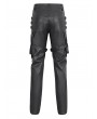 Devil Fashion Black and Bronze Studded Punk Gothic Leather Fitted Pants for Men