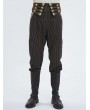 Devil Fashion Brown Steampunk Striped Lace Up Loose Fit Trousers for Men