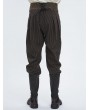 Devil Fashion Brown Steampunk Striped Lace Up Loose Fit Trousers for Men