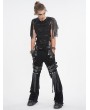 Devil Fashion Black Gothic Punk Decadent Studded Chain Tassel Flared Pants for Men