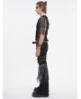 Devil Fashion Black Gothic Punk Decadent Studded Chain Tassel Flared Pants for Men