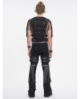 Devil Fashion Black Gothic Punk Decadent Studded Chain Tassel Flared Pants for Men