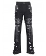 Devil Fashion Black Gothic Punk Decadent Studded Chain Tassel Flared Pants for Men