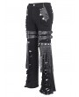 Devil Fashion Black Gothic Punk Decadent Studded Chain Tassel Flared Pants for Men