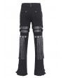 Devil Fashion Black Gothic Punk Decadent Studded Chain Tassel Flared Pants for Men