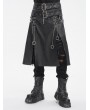 Devil Fashion Black Gothic Punk Rock Buckled Double Slit Skirt for Men