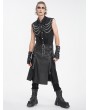 Devil Fashion Black Gothic Punk Rock Buckled Double Slit Skirt for Men