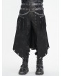 Devil Fashion Black Gothic Punk Leather Tasseled Open Front Skirt for Men