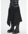 Devil Fashion Black Gothic Punk Leather Tasseled Open Front Skirt for Men