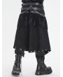 Devil Fashion Black Gothic Punk Leather Tasseled Open Front Skirt for Men